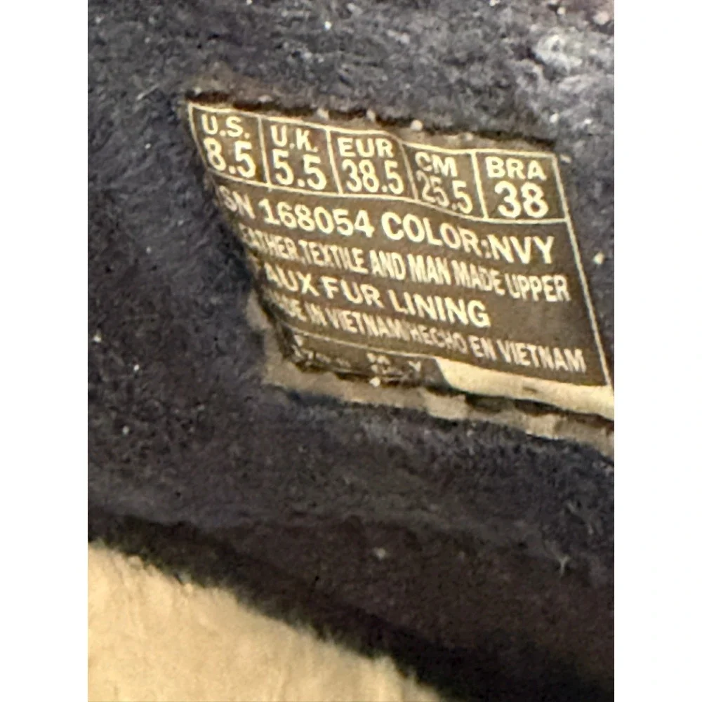 Clarks Cloudsteppers Womens Navy Knit Collar Faux Fur Clog Mules 168054 Size 8.5 - Picture 7 of 8